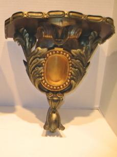 RARE ANTIQUE CARVED WOOD AND LACQUER WALL BRACKETS/SHELVES-LARGE-UNUSUAL