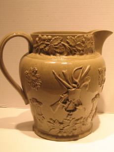 ANTIQUE ENGLISH STAFFORDSHIRE STONEWARE COMMEMORATIVE JUG/PITCHER-188?3-GEORGE IV