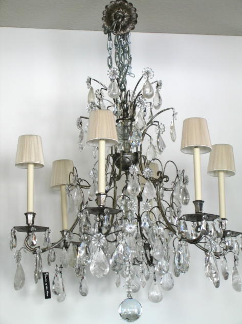 Rock Crystal Silvered Iron Chandelier 