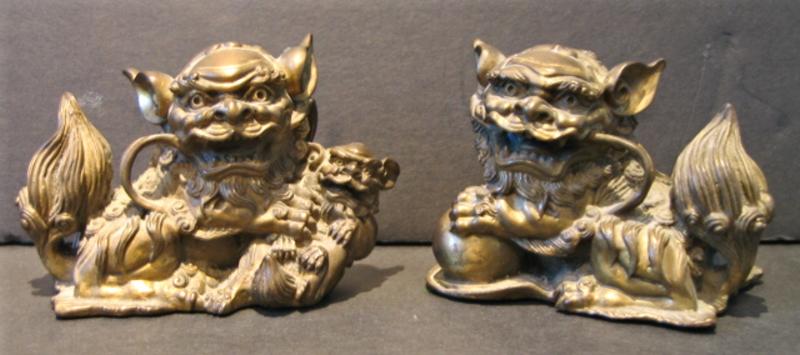 Antique Chinese Bronze Foo Dogs