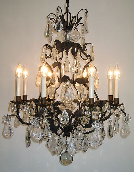Wrought iron Rock Crystal chandelier-circa 1920s