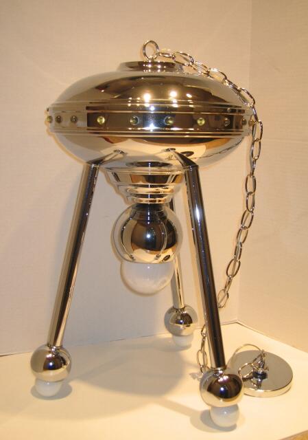 Rare Mid Century Chrome Spaceship Light
