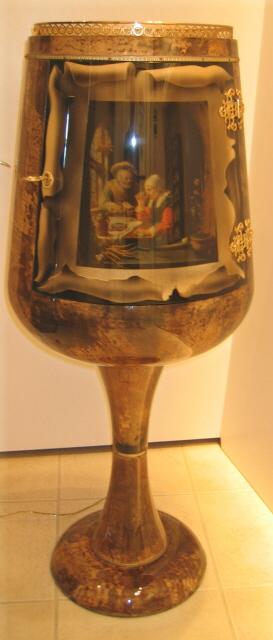 ALDO TURA 1960's GOATSKIN BAR CABINET-LIGHTED/MIRRORED