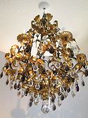 LARGE IRON ITALIAN COLORED CRYSTAL CHANDELIER 1920S