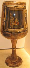 ALDO TURA 1960's GOATSKIN BAR CABINET-LIGHTED/MIRRORED